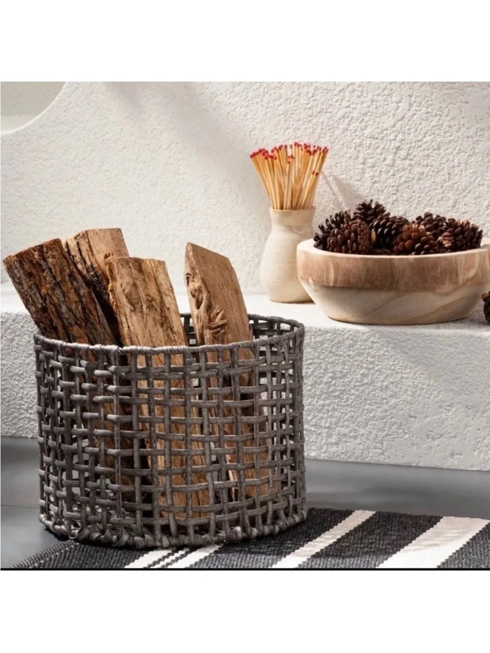 Gray Rattan Outdoor Basket-Threshold designed with Studio McGee